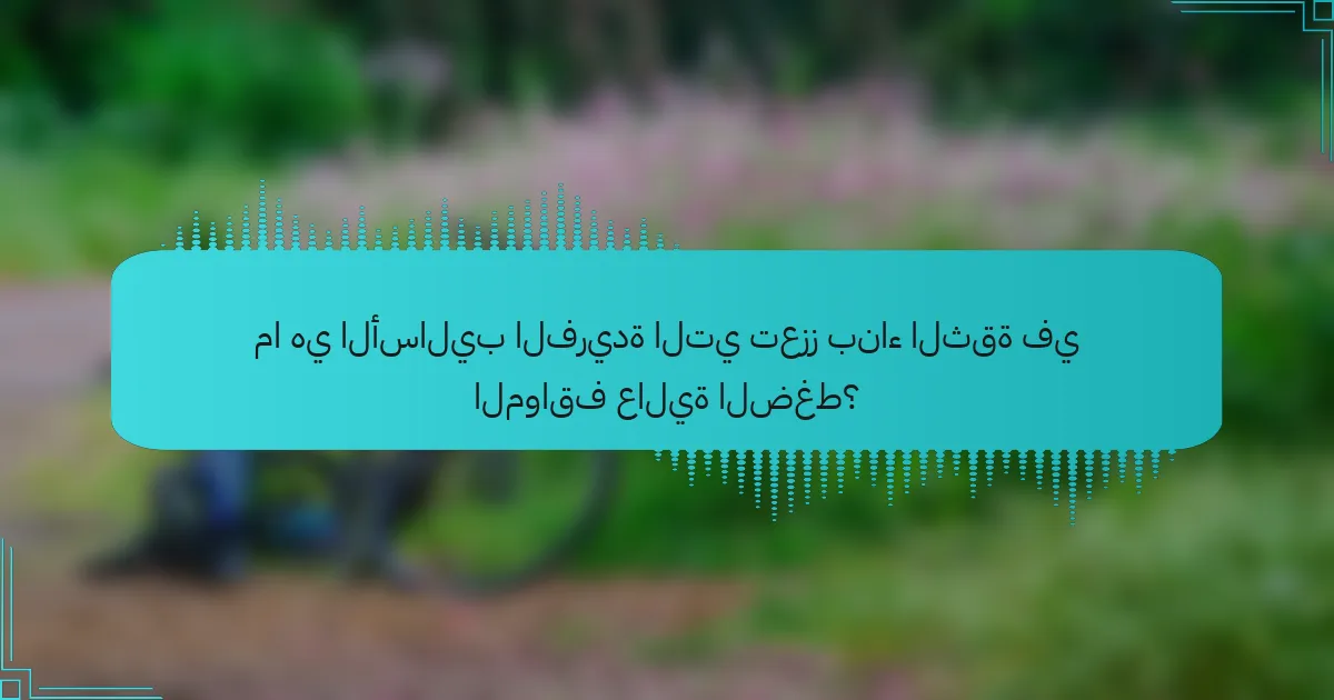 ما هي الأساليب الفريدة التي تعزز بناء الثقة في المواقف عالية الضغط؟